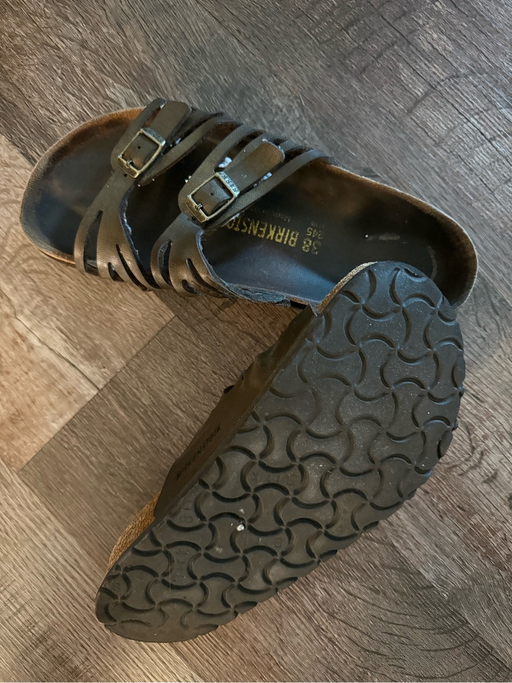 Birkenstock Women's Brown Strappy Slide Sandals - Picture 2 of 5